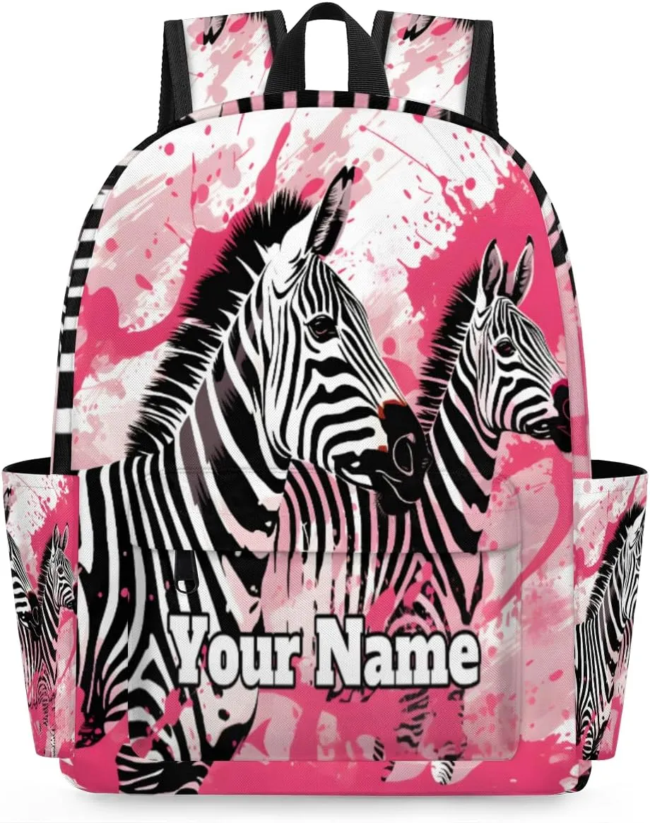 Personalized Zebra Preschool Toddler Backpack for Boys Girls Custom Kids Name Small Bookbags Kindergarten Elementary Backpack, Zebra Print