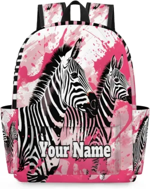 Personalized Zebra Preschool Toddler Backpack for Boys Girls Custom Kids Name Small Bookbags Kindergarten Elementary Backpack, Zebra Print