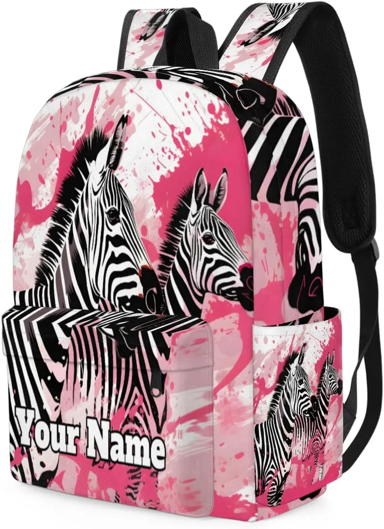 Personalized Zebra Preschool Toddler Backpack for Boys Girls Custom Kids Name Small Bookbags Kindergarten Elementary Backpack, Zebra Print