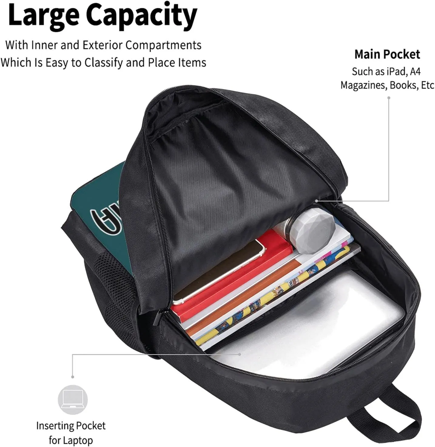 Philadelphia Backpack Custom Football Style Backpack Personalized Name and Number Backpacks Customized High Capacity Bag Gifts for Men Women Fans