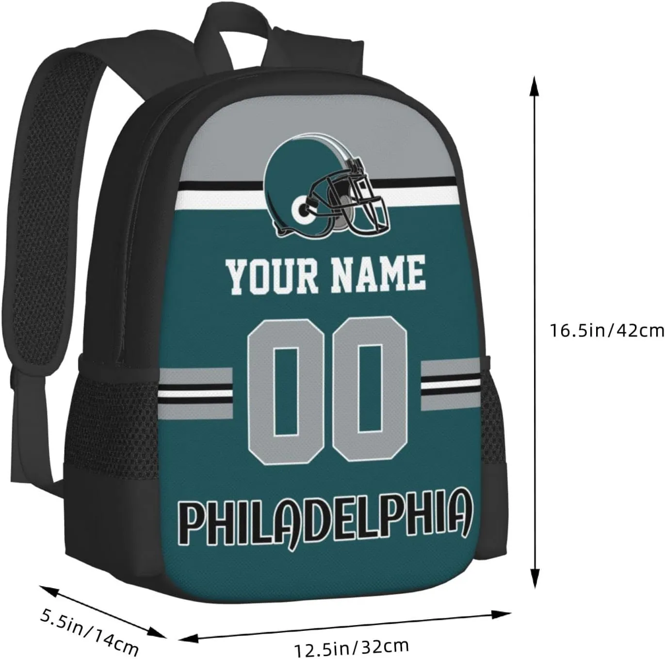 Philadelphia Backpack Custom Football Style Backpack Personalized Name and Number Backpacks Customized High Capacity Bag Gifts for Men Women Fans
