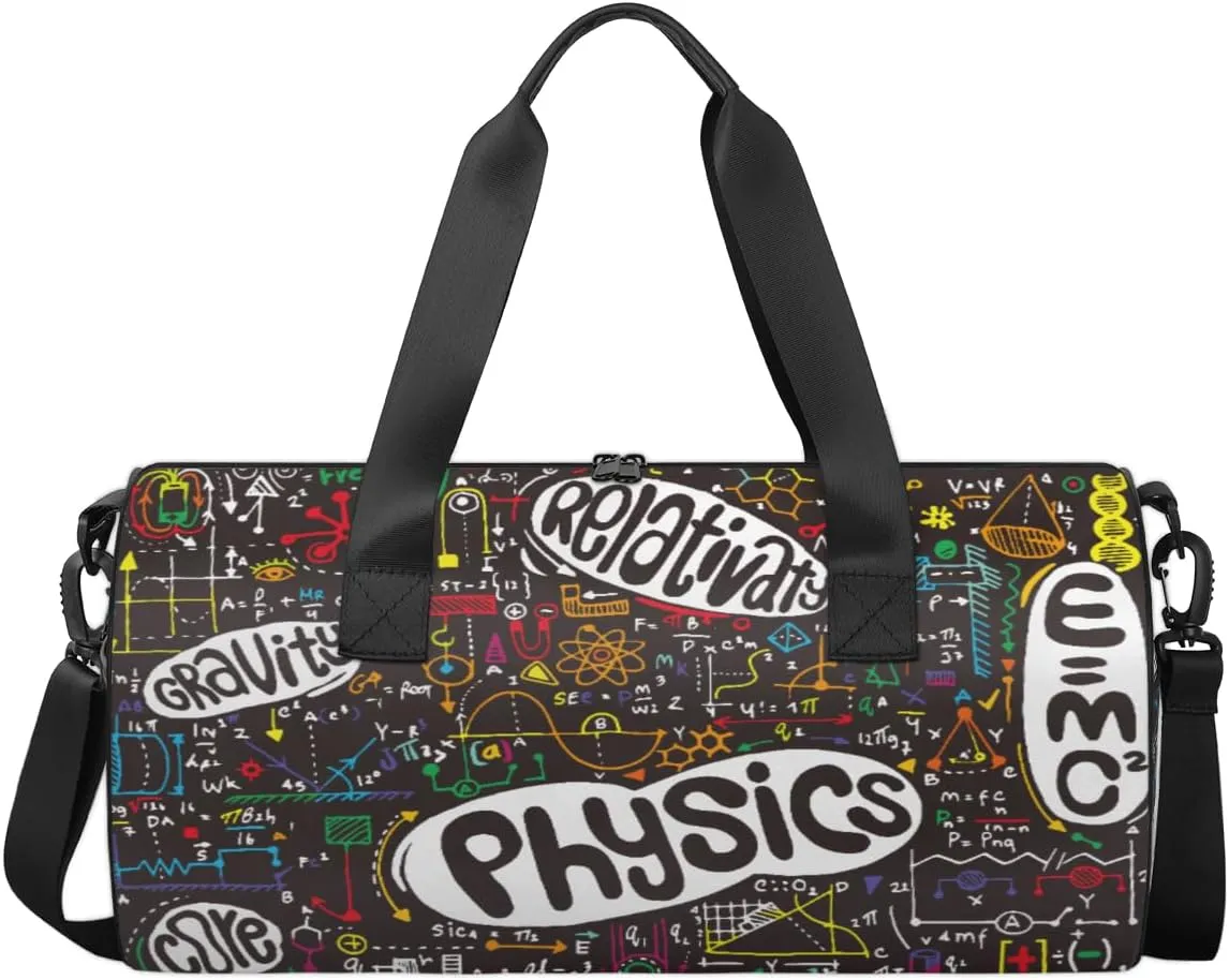 Physics Math Sports Duffel Bag, Gym Tote Bag Waterproof Weekender Travel Bag for Overnight Travel Luggage Workout Women Men