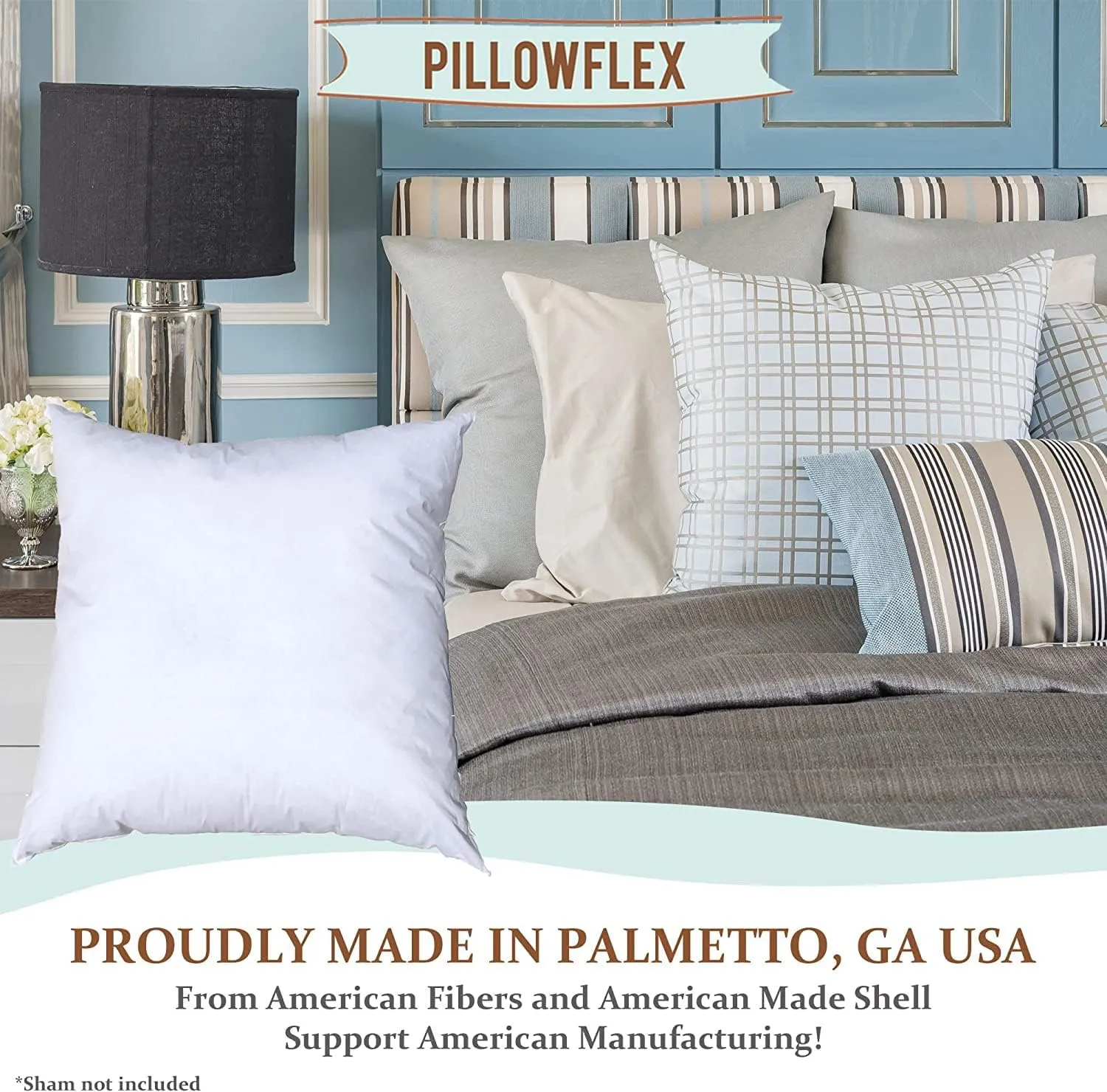 Pillowflex Premium Polyester Throw Pillow Insert - 14x14 - Ultra Soft Small Square Throw Pillow, Couch Sham, Lumbar, Back, Sofa - Machine Washable - Decorative Accent Form - 1 Soft Pillow