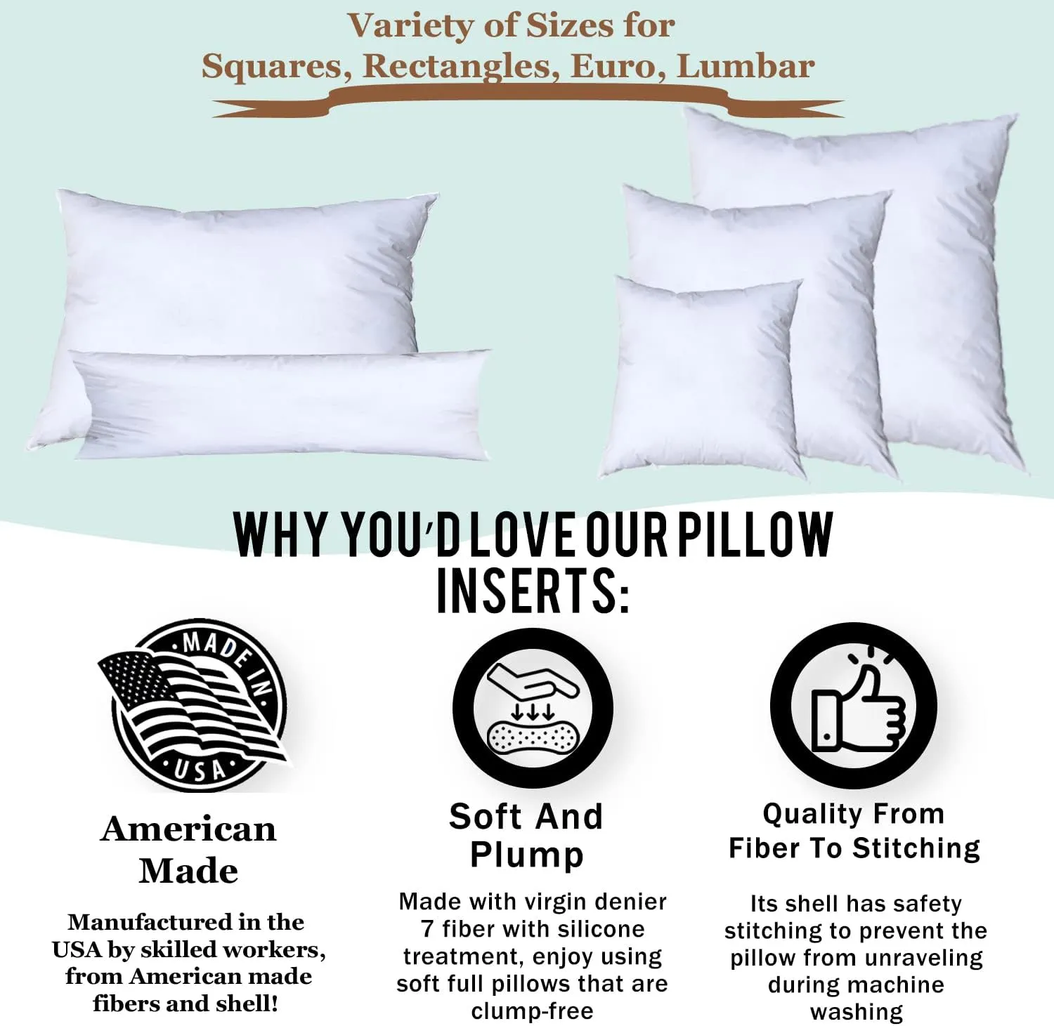 Pillowflex Premium Polyester Throw Pillow Insert - 14x14 - Ultra Soft Small Square Throw Pillow, Couch Sham, Lumbar, Back, Sofa - Machine Washable - Decorative Accent Form - 1 Soft Pillow