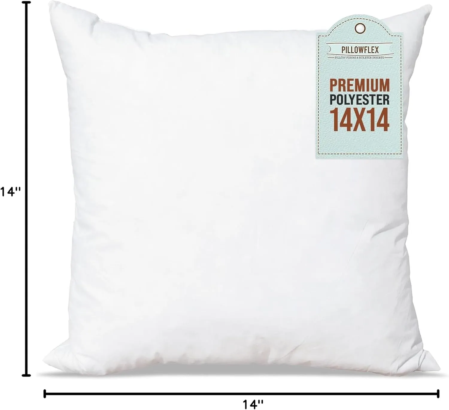 Pillowflex Premium Polyester Throw Pillow Insert - 14x14 - Ultra Soft Small Square Throw Pillow, Couch Sham, Lumbar, Back, Sofa - Machine Washable - Decorative Accent Form - 1 Soft Pillow