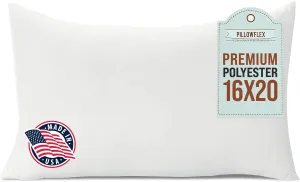Pillowflex Premium Polyester Throw Pillow Insert - 16x20 - Ultra Soft Large Rectangle Throw Pillow, Couch Sham, Lumbar, Back, Sofa - Machine Washable - Decorative Accent Form - 1 Soft Pillow