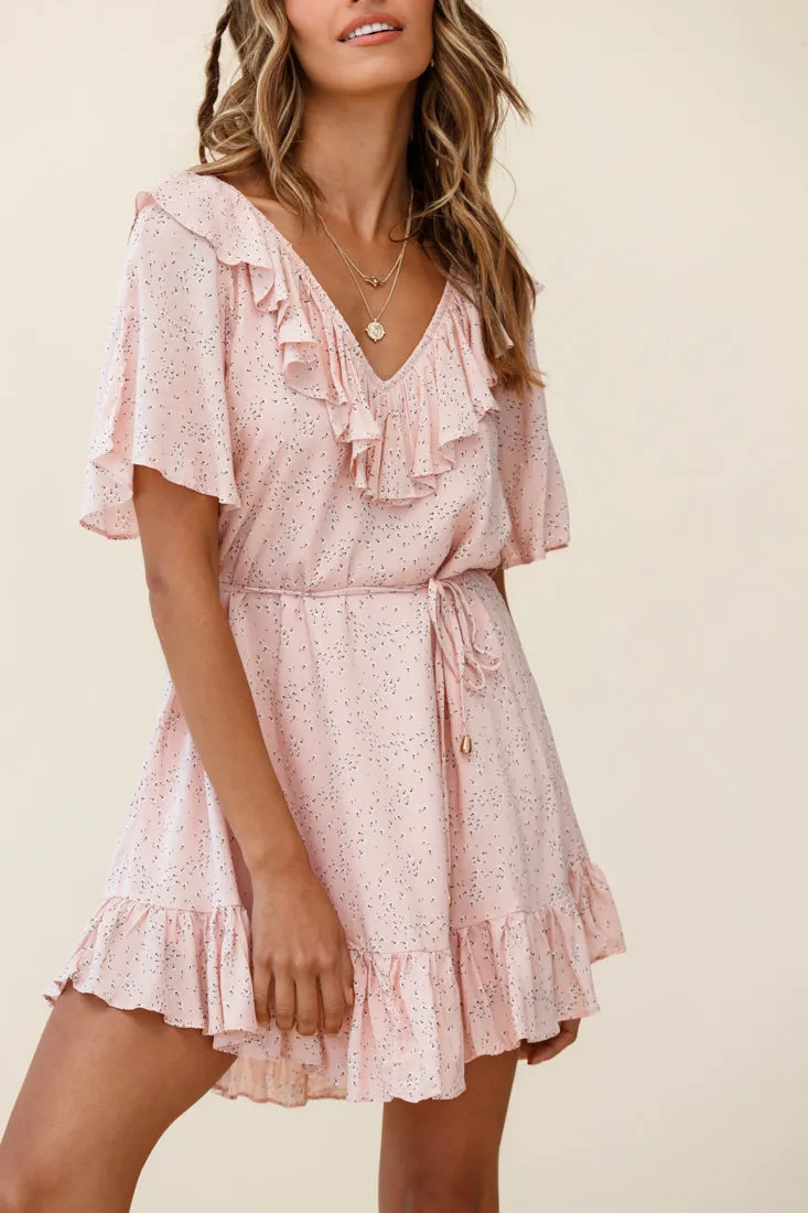 Piper V-Back String Tie Dress Floral Print Pink