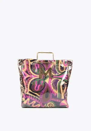 Plastic-coated paisley print tote bag