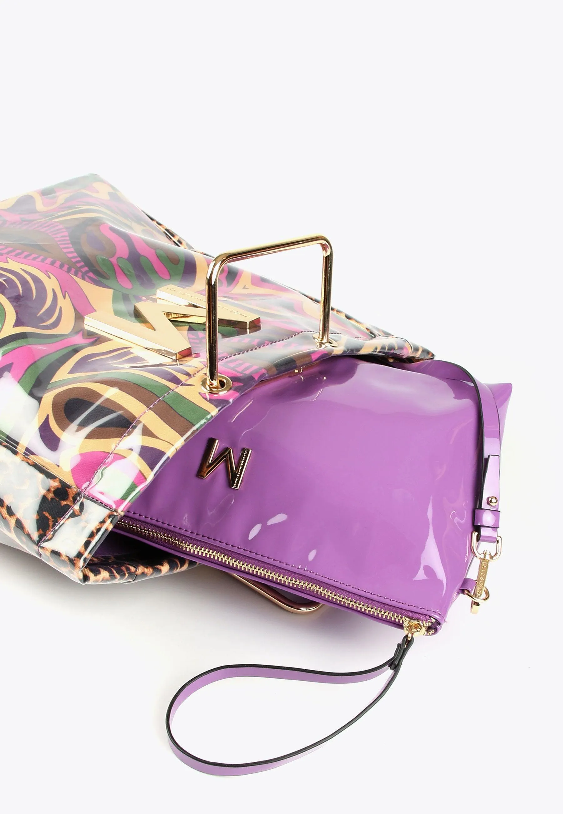 Plastic-coated paisley print tote bag