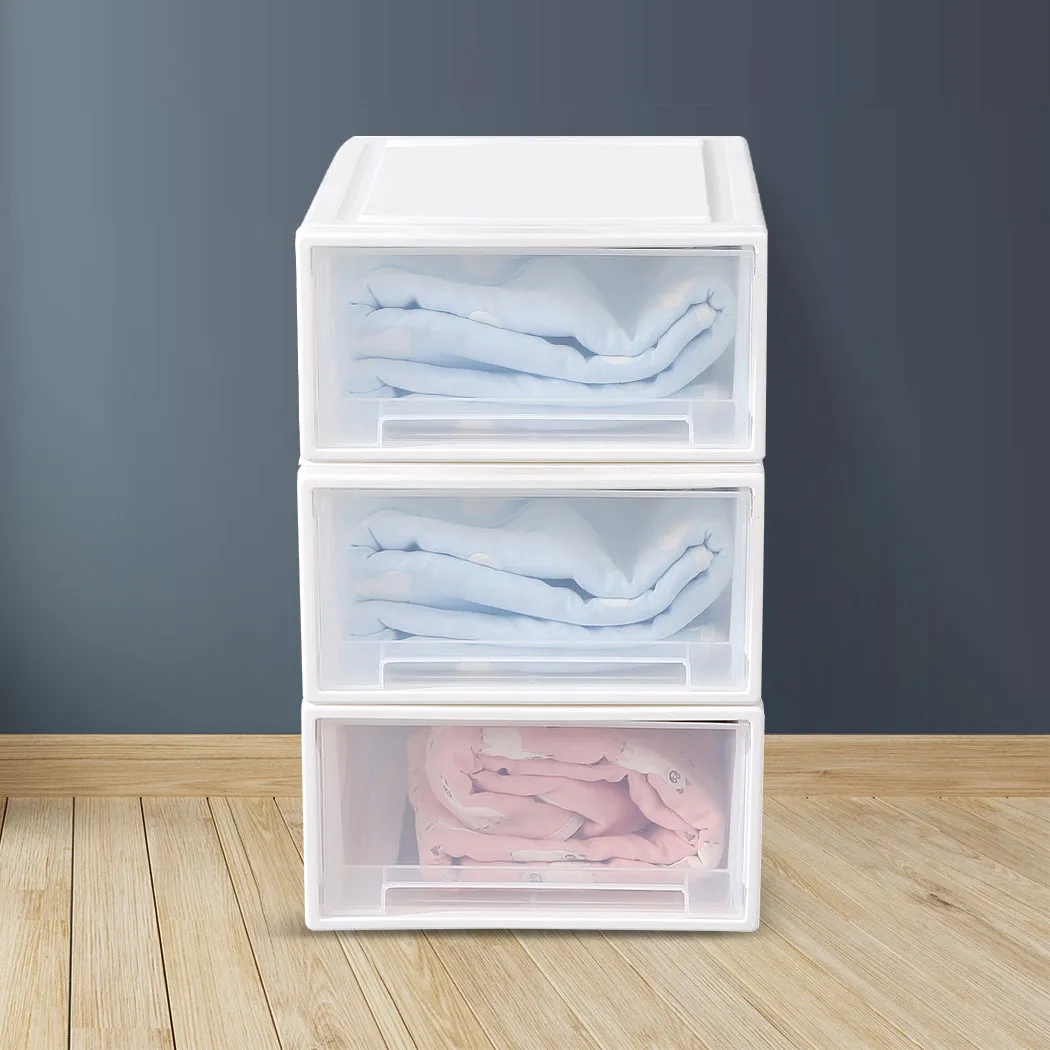 Plastic Storage Box Stackable Containers M 3PK Medium