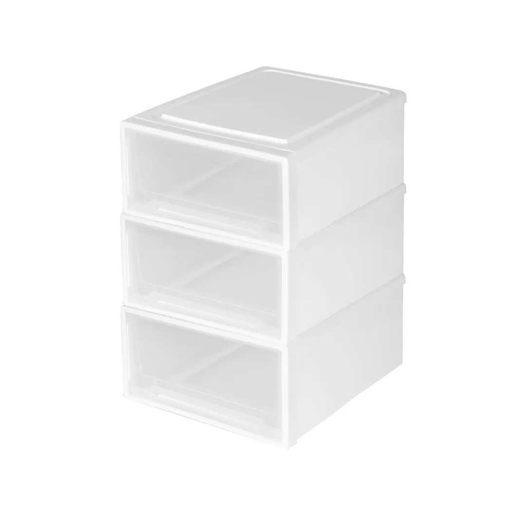 Plastic Storage Box Stackable Containers M 3PK Medium