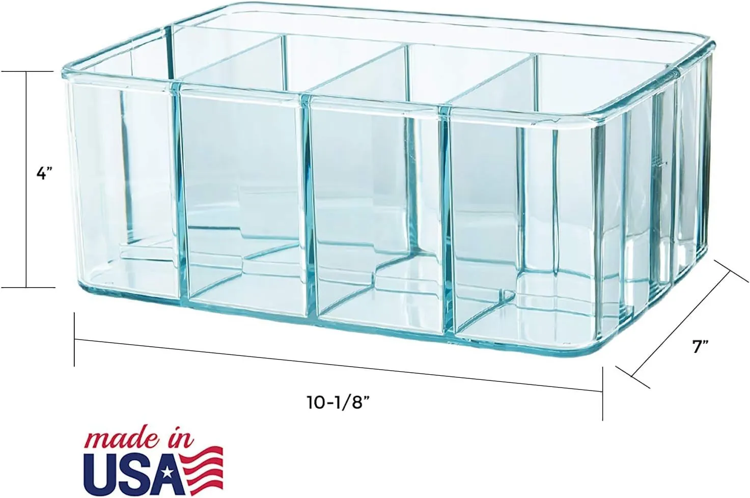 Plastic Vanity Organizer | 5-Compartments | Storage Bin for Makeup Brushes, Palettes, and Beauty Supplies | Keep Bath Products Organized on a Counter or under the Sink | Ocean Mist