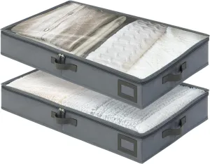 Plumegan 4 Inch Low Profile Under Bed Storage Container, Underbed Storage Bin, Under Crib/Couch Storage, Closet Organizer for Clothes, Blanket, Wrapping Paper, Yarn, Sweater, Stuffed Animal, Bedding