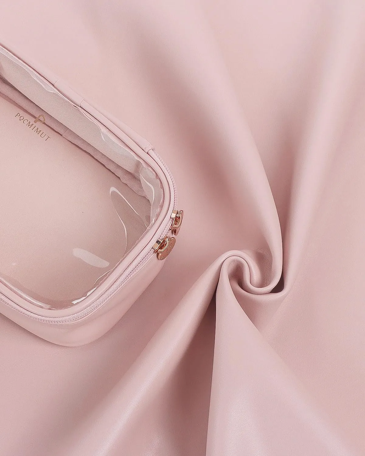Pocmimut Clear Makeup Bags,Small Makeup Pouch with Large Cosmetic Bag Toiletry Bag Storage for Women,Travel Essentials Organizers,Pink