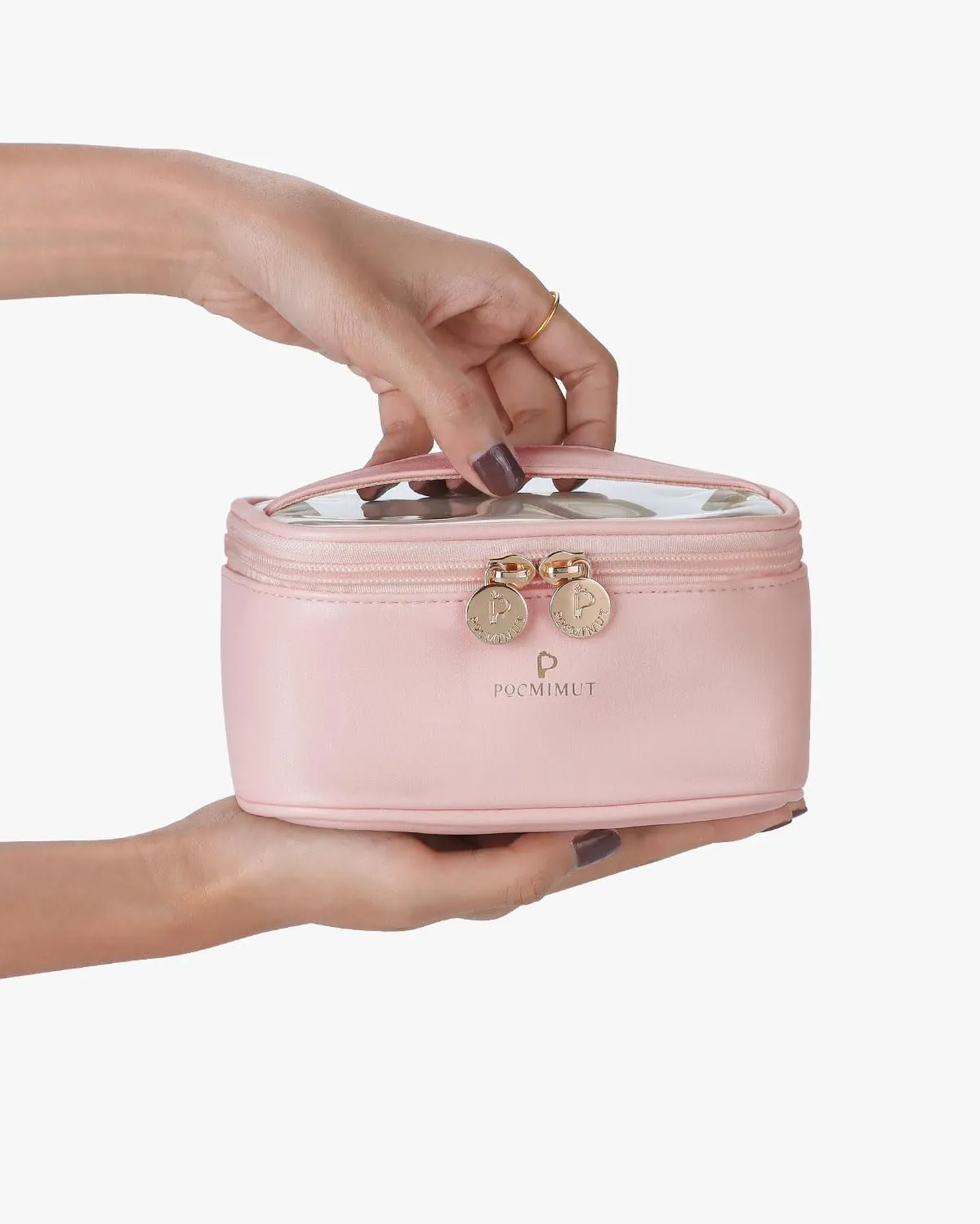 Pocmimut Makeup Bag,Clear Cosmetic Bag Travel Makeup Pouch Car Accessories for Women,Travel Essentials Toiletry Bag Organizers,Pink
