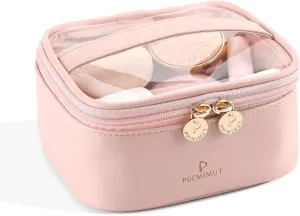 Pocmimut Makeup Bag,Clear Cosmetic Bag Travel Makeup Pouch Car Accessories for Women,Travel Essentials Toiletry Bag Organizers,Pink
