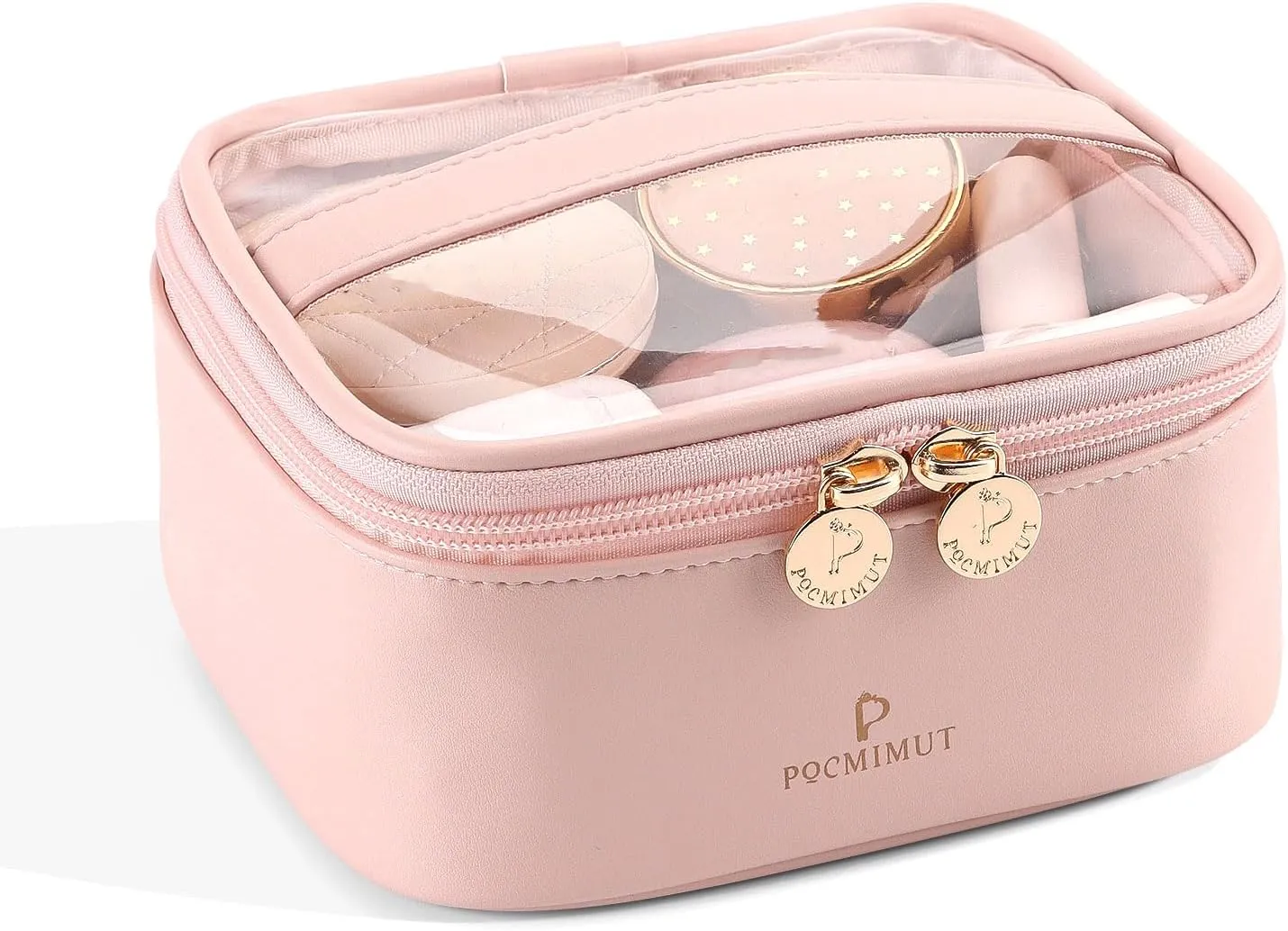 Pocmimut Makeup Bag,Clear Cosmetic Bag Travel Makeup Pouch Car Accessories for Women,Travel Essentials Toiletry Bag Organizers,Pink