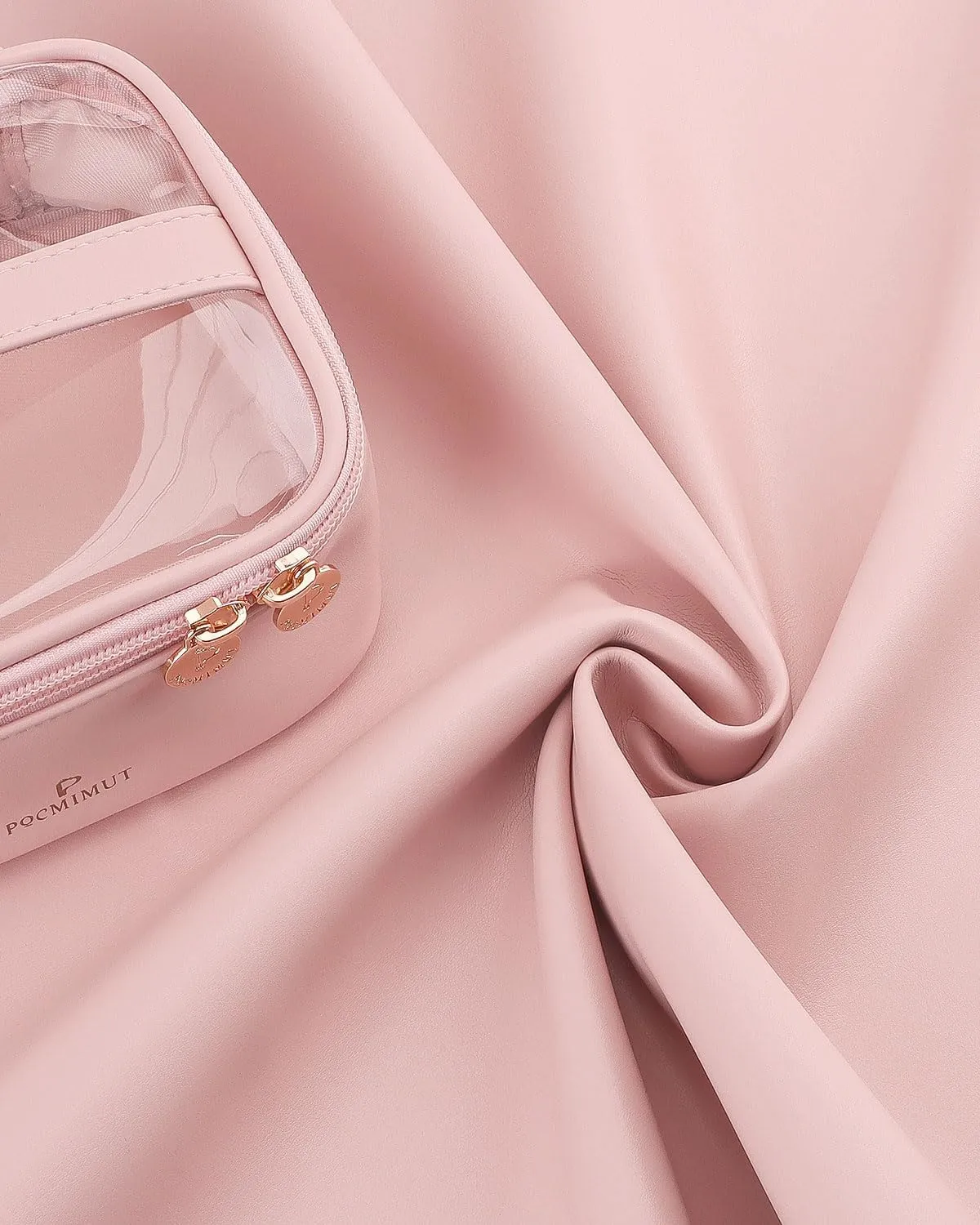 Pocmimut Makeup Bag,Clear Cosmetic Bag Travel Makeup Pouch Car Accessories for Women,Travel Essentials Toiletry Bag Organizers,Pink
