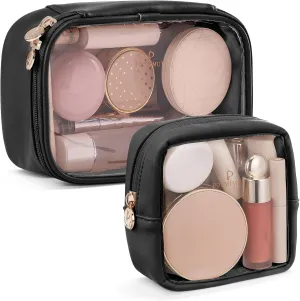 Pocmimut Makeup Bag,Mini Makeup Pouch with Small Toiletry Bag for Car Accessories for Women,Travel Essentials Organizers,Black