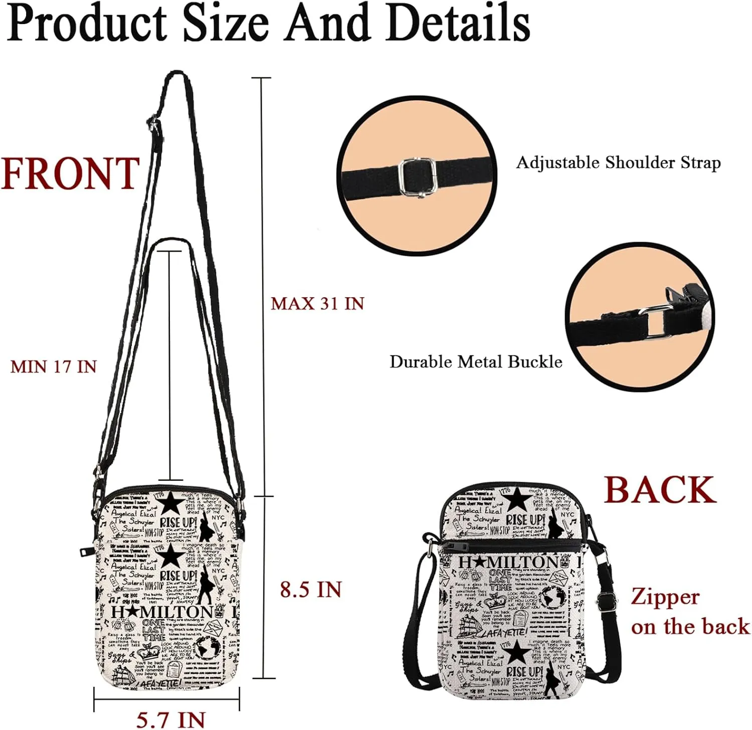 POFULL Musical Crossbody Bag Musical Merchandise Theater Fans Gift