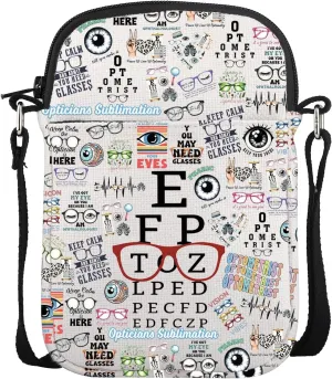 POFULL Optometrist Ophthalmologist Gift Optometry Graduation Gift Eye Chart Crossbody Bag