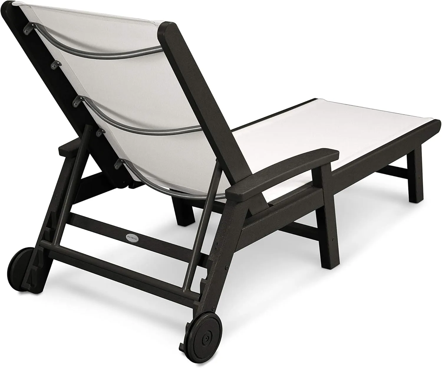 POLYWOOD® Coastal Chaise, Black/White Sling