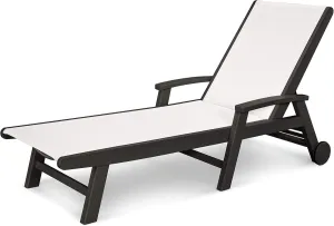 POLYWOOD® Coastal Chaise, Black/White Sling
