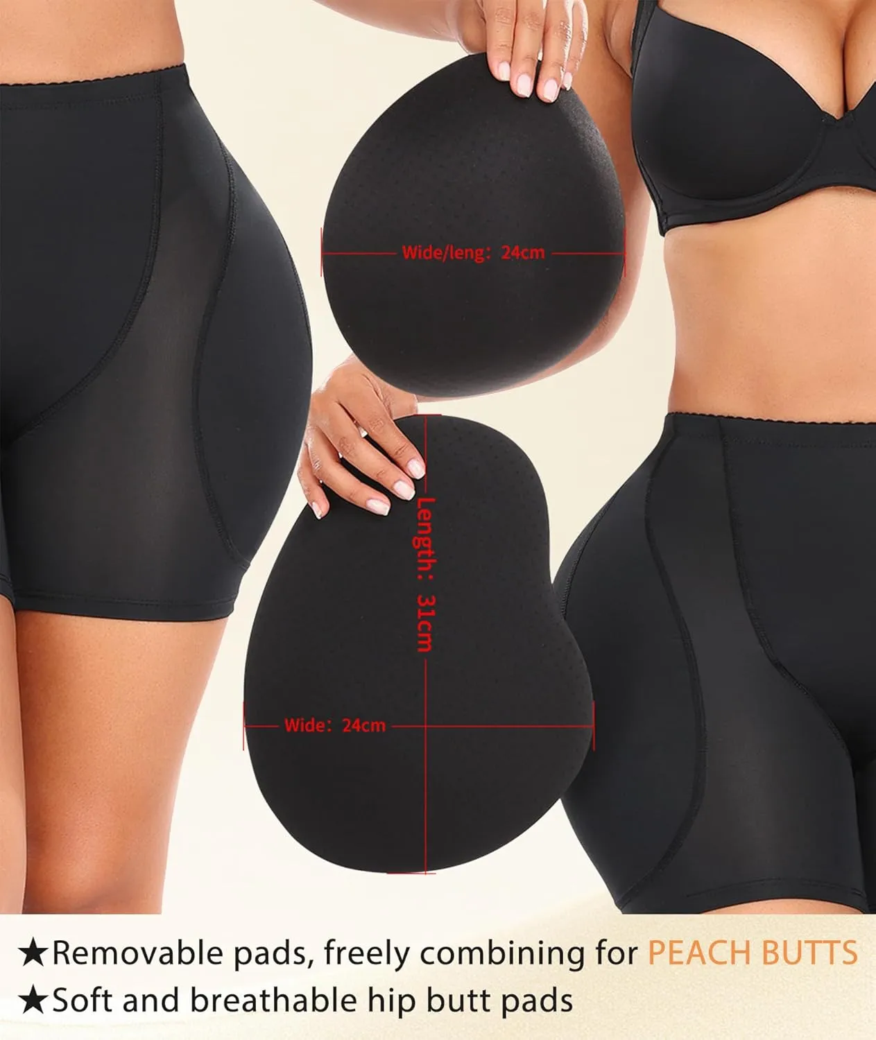 POP CLOSETS Women Hip Padded Booty Lifter Shapewear Thicker Enhancer Removable 4 Pads Control Panty for Bigger Butt