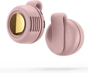 Portable Silent Mini Bladeless Electric Fan, 2025 New Adjustable 3-Speed Suspended Waist Mini Fans with Clip, 360° Rotatable, Suitable for Outdoor & Travel & Office, Travel Accessories (Pink)