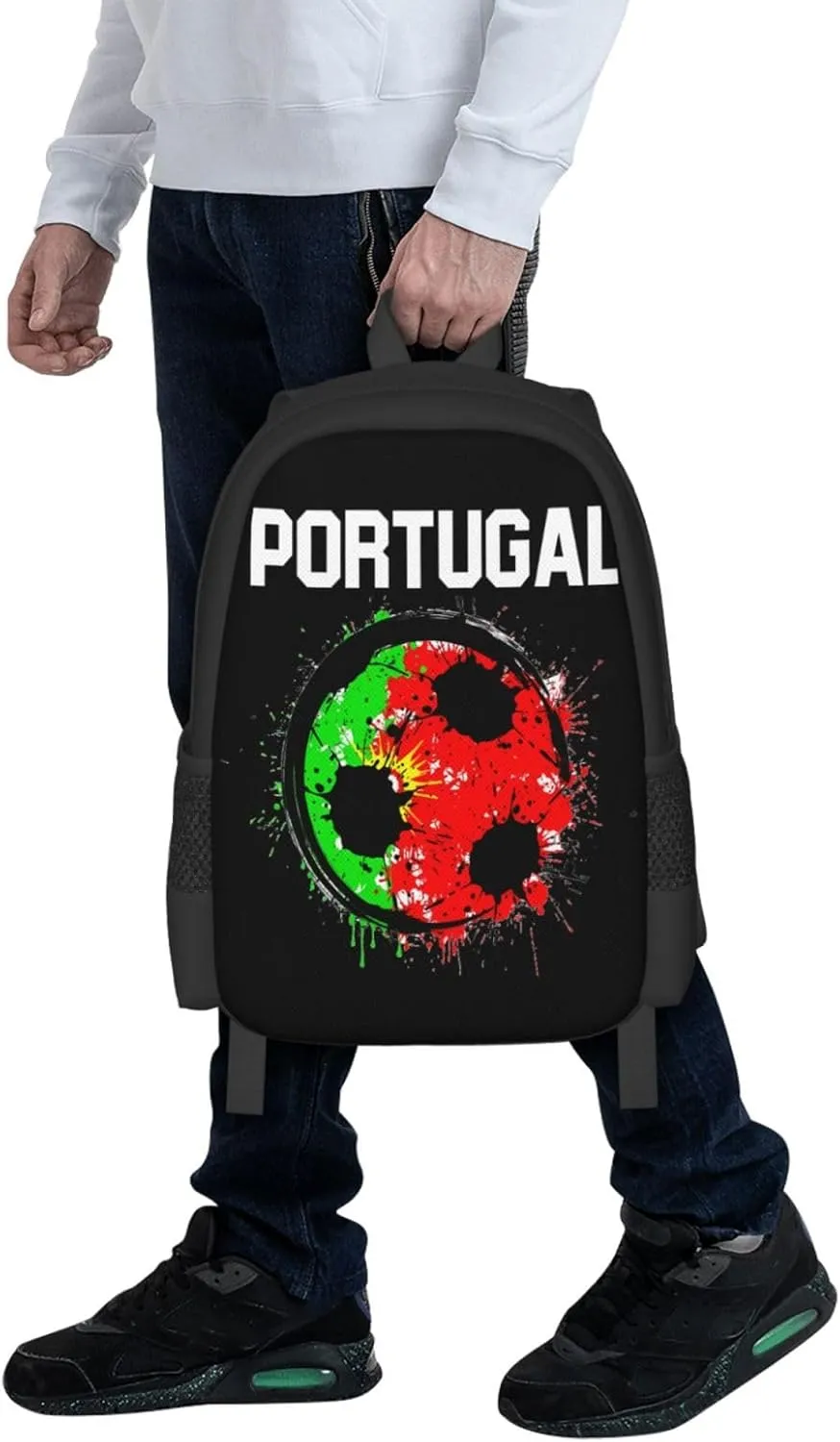 Portugal Soccer Portuguese Football Flag Travel Backpack Casual Backpacks 15 Inch Laptop Back Pack Lightweight Rucksack Outdoor Sport Daypack Large Bags for Working Camping Hiking