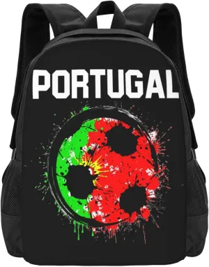 Portugal Soccer Portuguese Football Flag Travel Backpack Casual Backpacks 15 Inch Laptop Back Pack Lightweight Rucksack Outdoor Sport Daypack Large Bags for Working Camping Hiking