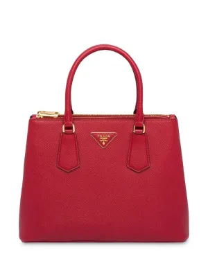 Prada - Galleria top handle bag - women - Nylon/Leather - One Size - Red