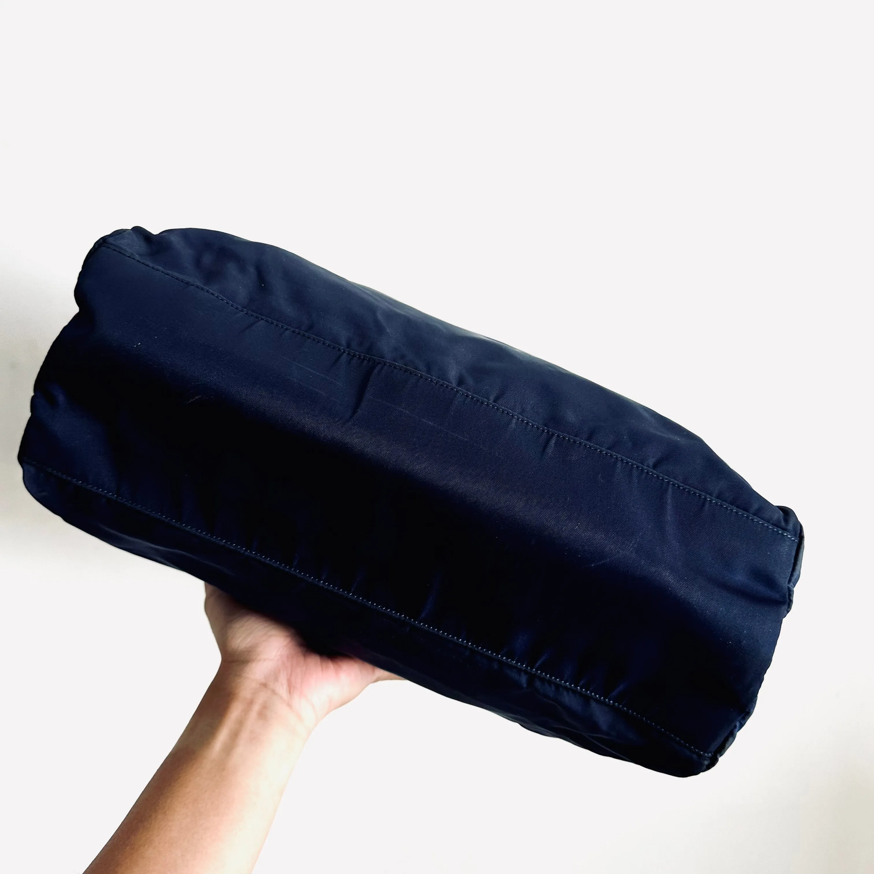 Prada Navy Blue Tessuto Classic Logo Shopper Nylon Shoulder Tote Bag