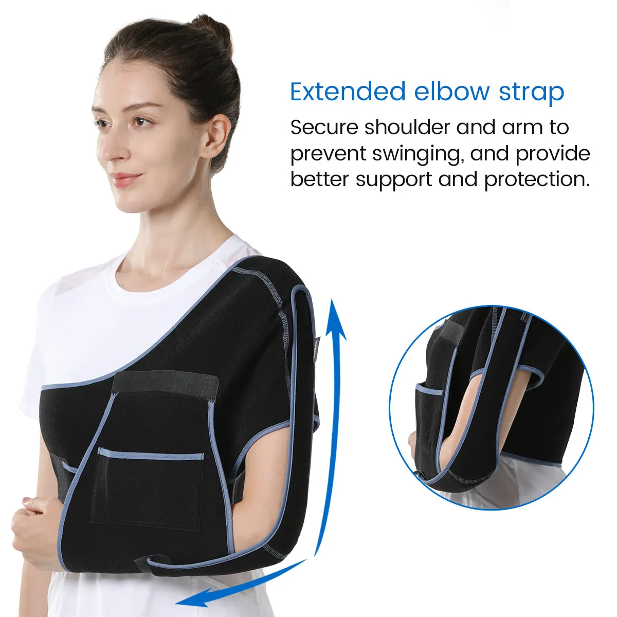 Premium Shoulder Support Brace for Rotator Cuff Injury and Arthritis – Breathable Arm Sling Immobilizer for Comfortable Sleeping, Lightweight Design with Storage Bag, Reversible for Left or Right Arm