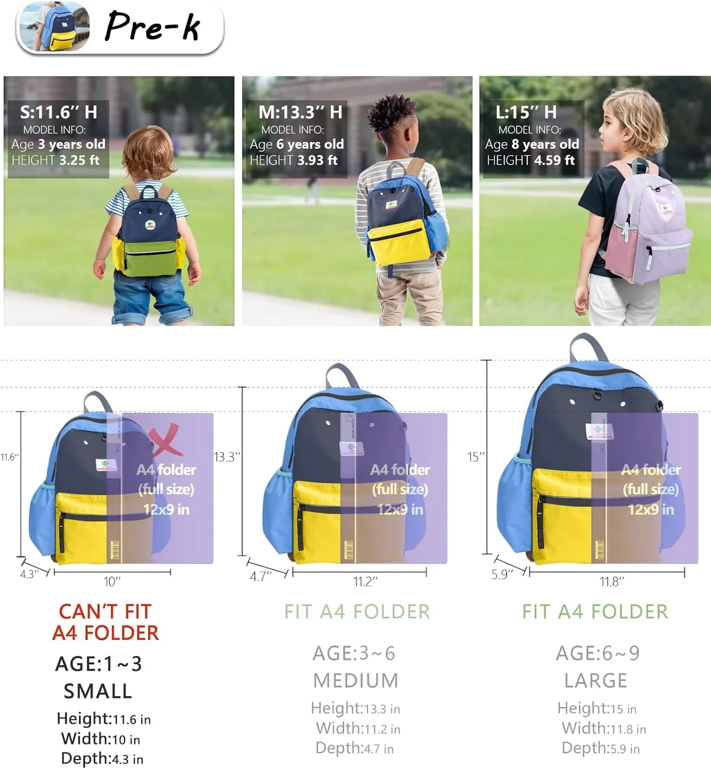 Preschool Toddler Backpack for Boys & Girls, Mini School & Travel Backpack, 11" H, For Kids 2-4