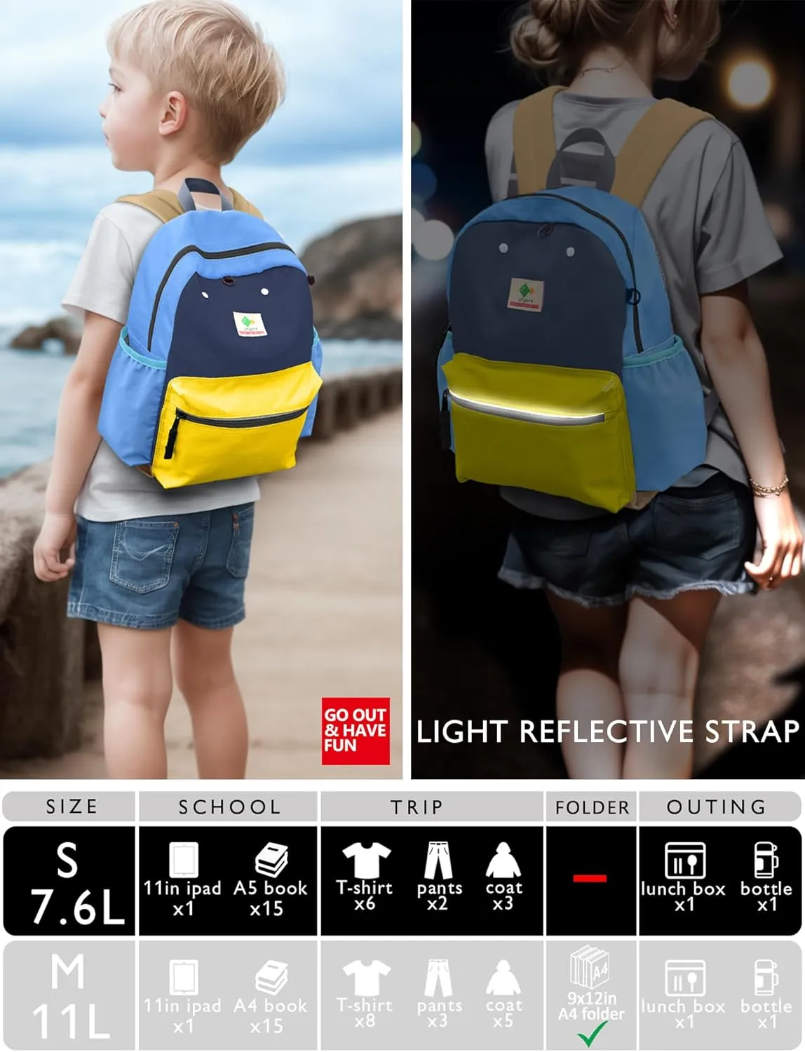 Preschool Toddler Backpack for Boys & Girls, Mini School & Travel Backpack, 11" H, For Kids 2-4