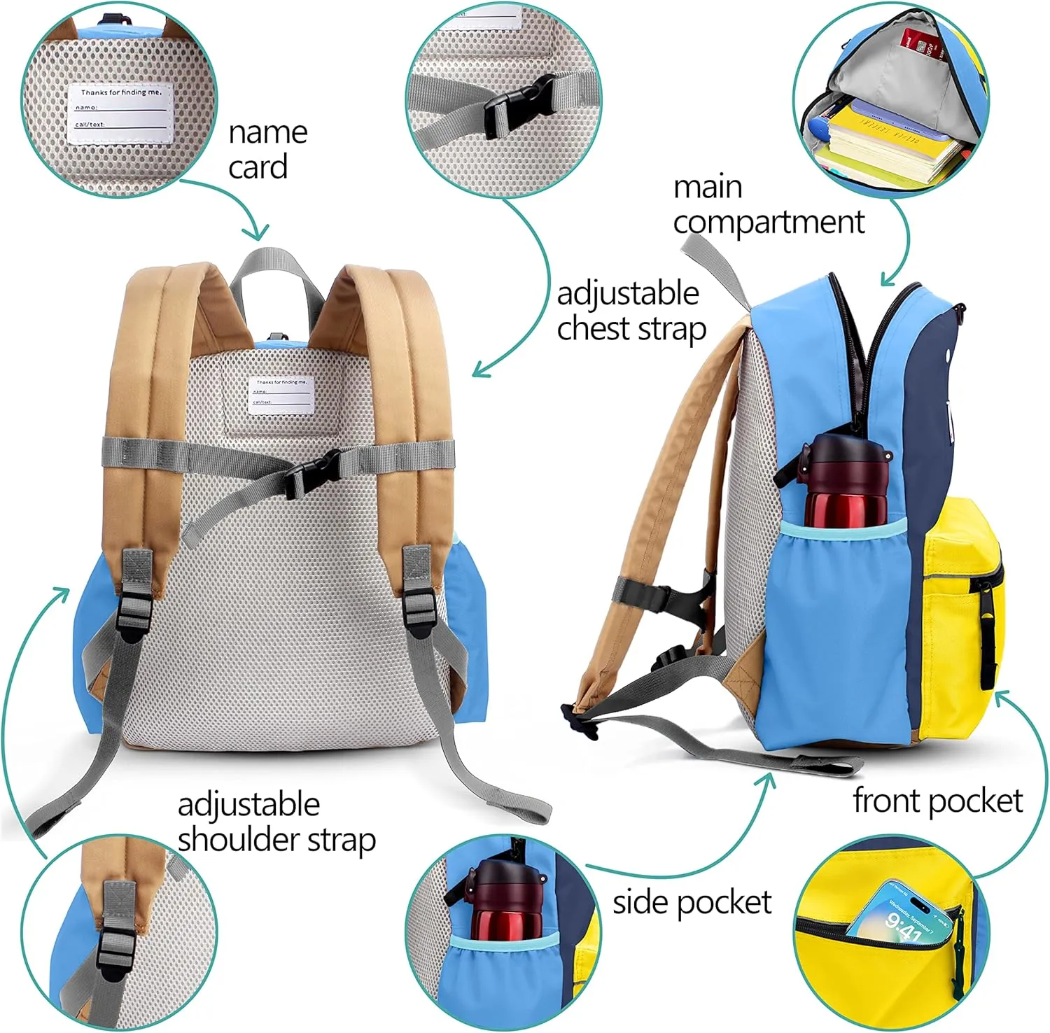 Preschool Toddler Backpack for Boys & Girls, Mini School & Travel Backpack, 11" H, For Kids 2-4