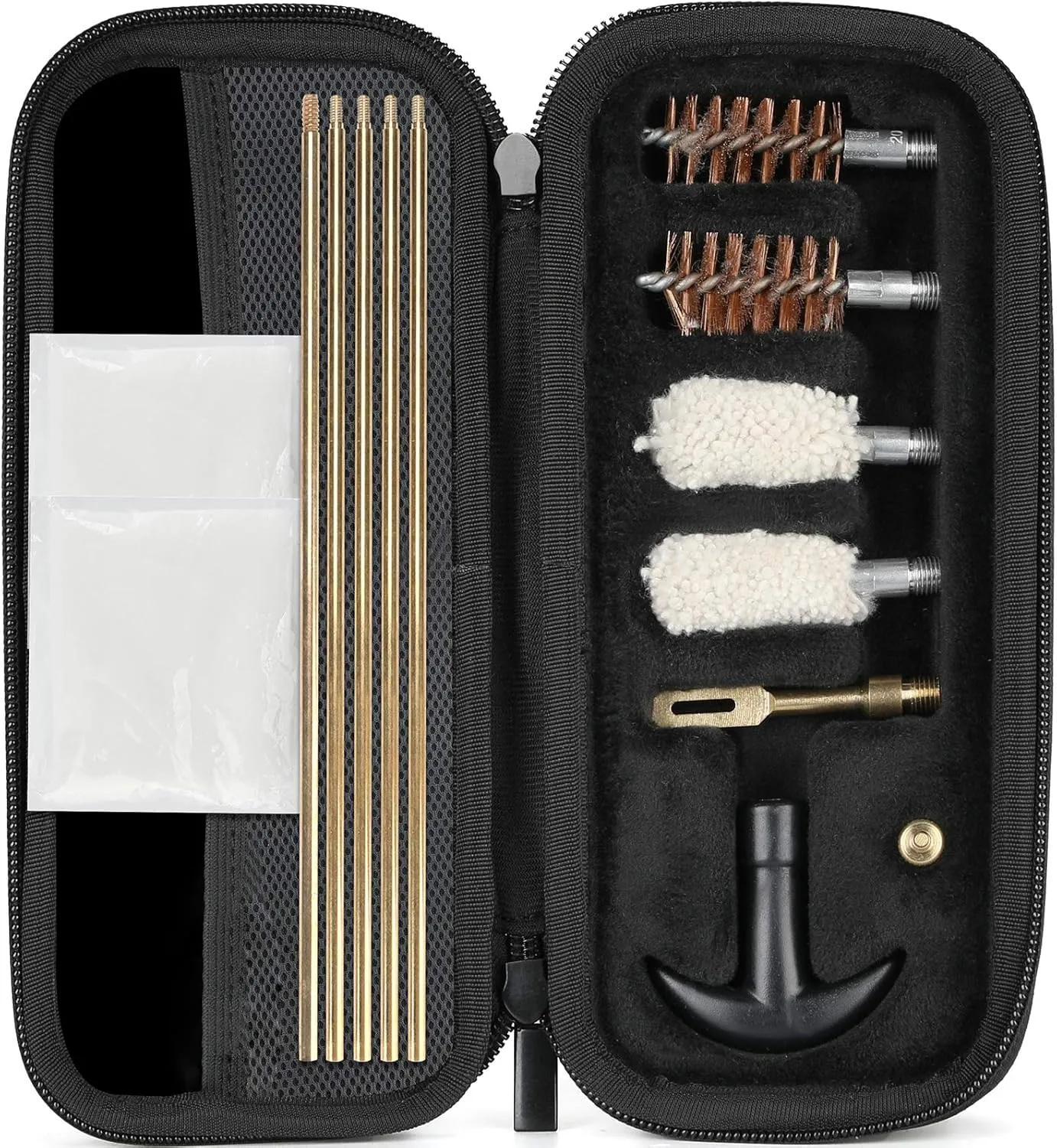ProCase Gun Cleaning Kit for 12 and 20 Gauge, Zippered Compact Portable Case with Brushes, Slotted Tips, Cleaning Pick and Cotton Mop -Black