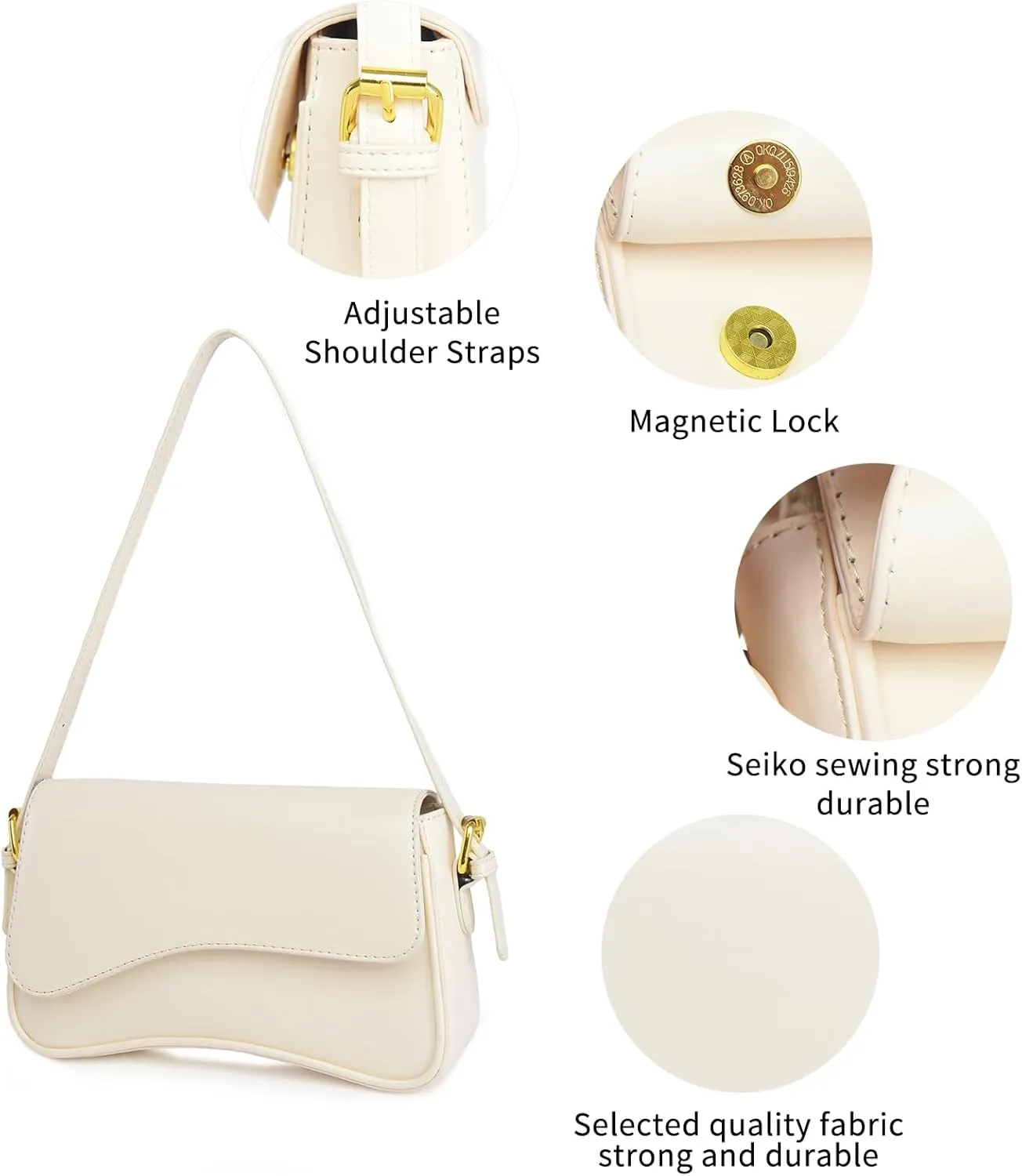 PU Leather Tote Bag for Women with 2 Removable Straps and Zipper Closure