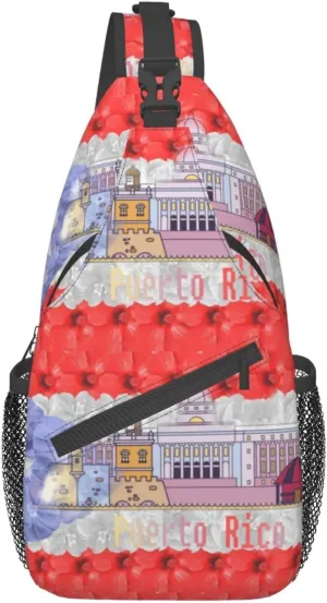 Puerto Rico Casual Daypack Bag Puerto Shoulder Bag Chest Bags Picnic Crossbody Bag Travel Hiking