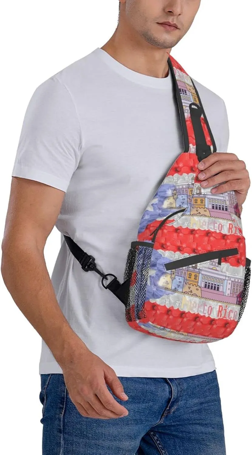 Puerto Rico Casual Daypack Bag Puerto Shoulder Bag Chest Bags Picnic Crossbody Bag Travel Hiking