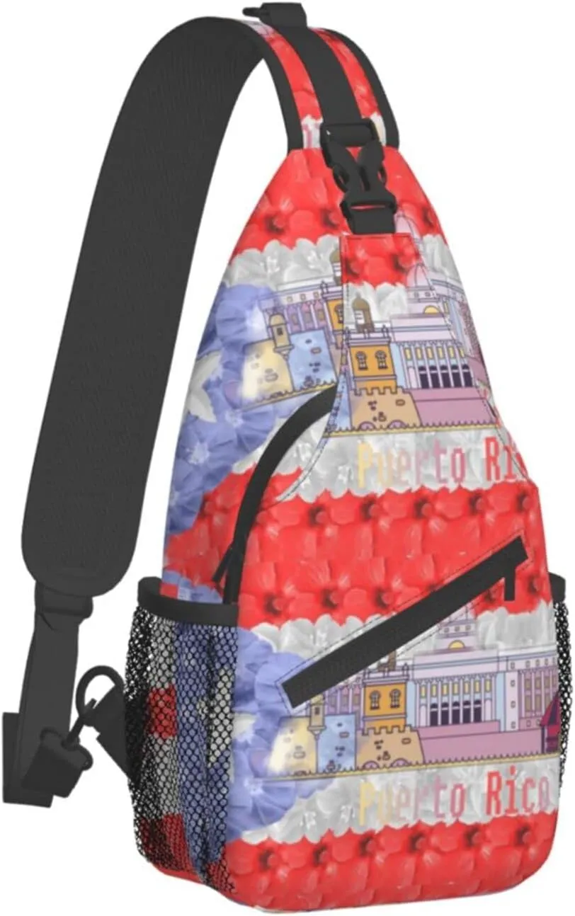 Puerto Rico Casual Daypack Bag Puerto Shoulder Bag Chest Bags Picnic Crossbody Bag Travel Hiking