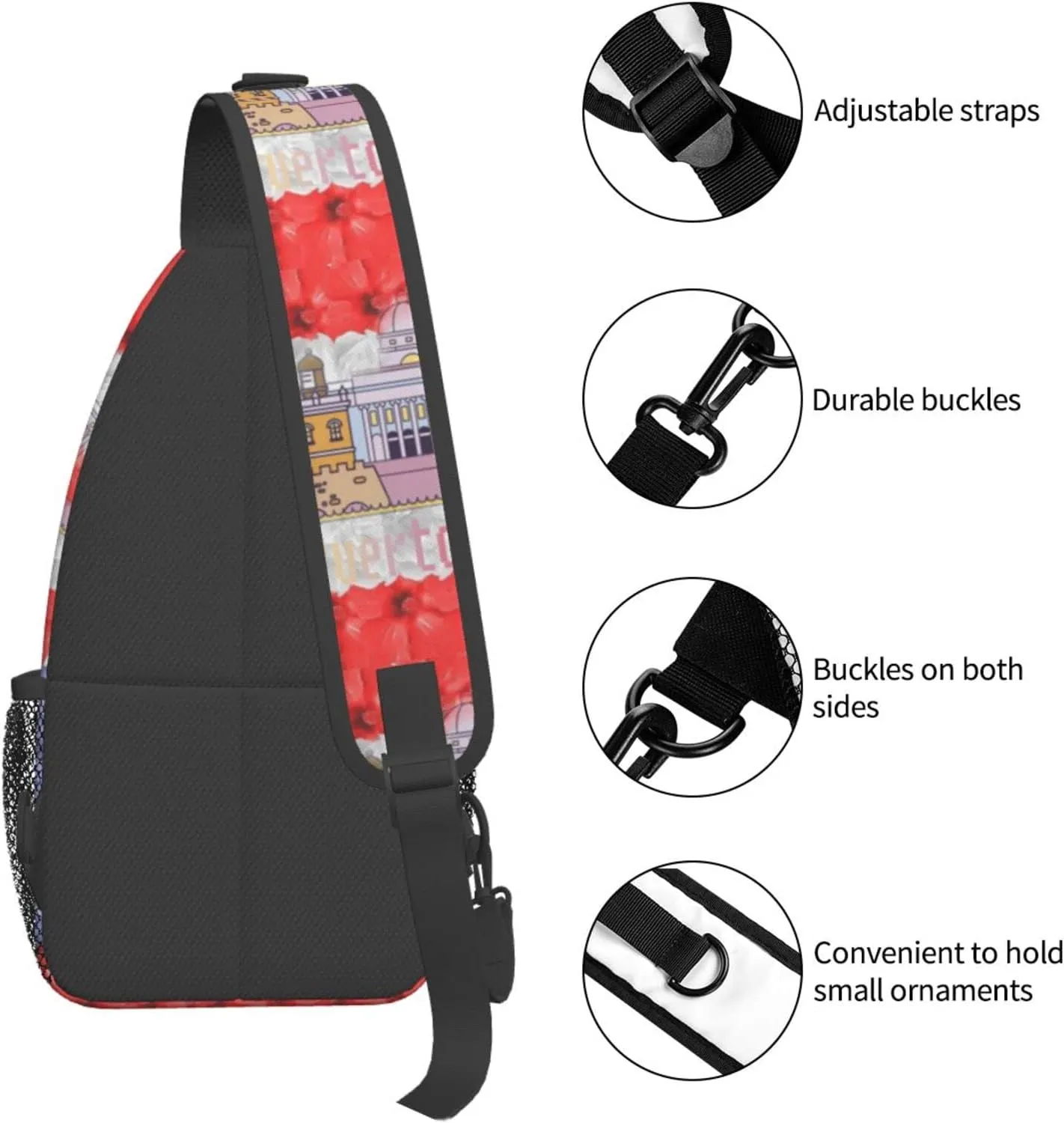 Puerto Rico Casual Daypack Bag Puerto Shoulder Bag Chest Bags Picnic Crossbody Bag Travel Hiking