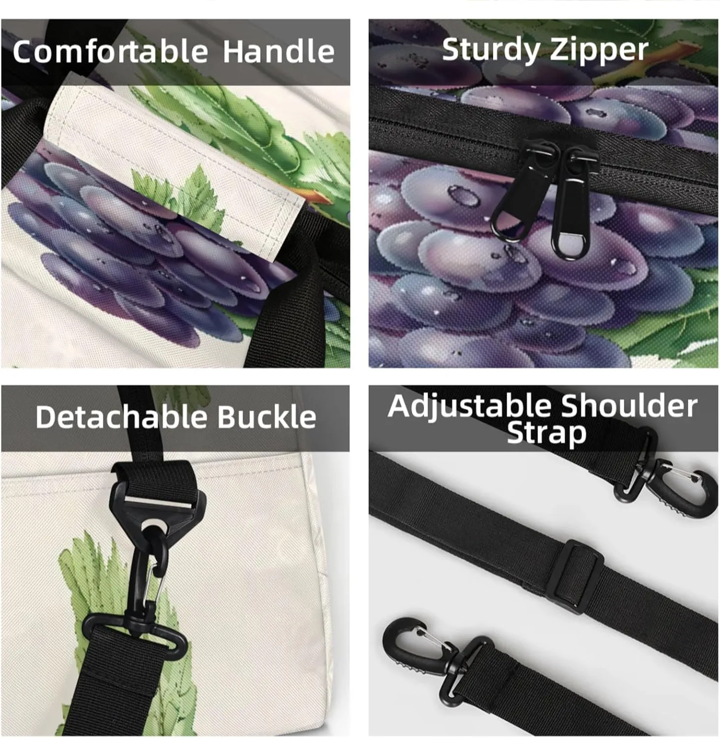 Purple Grape Small Gym Bag 18 inch Carry On Duffel Bag for Weekender Travel Sports Workout Yoga Gymnastics Dance Ballet