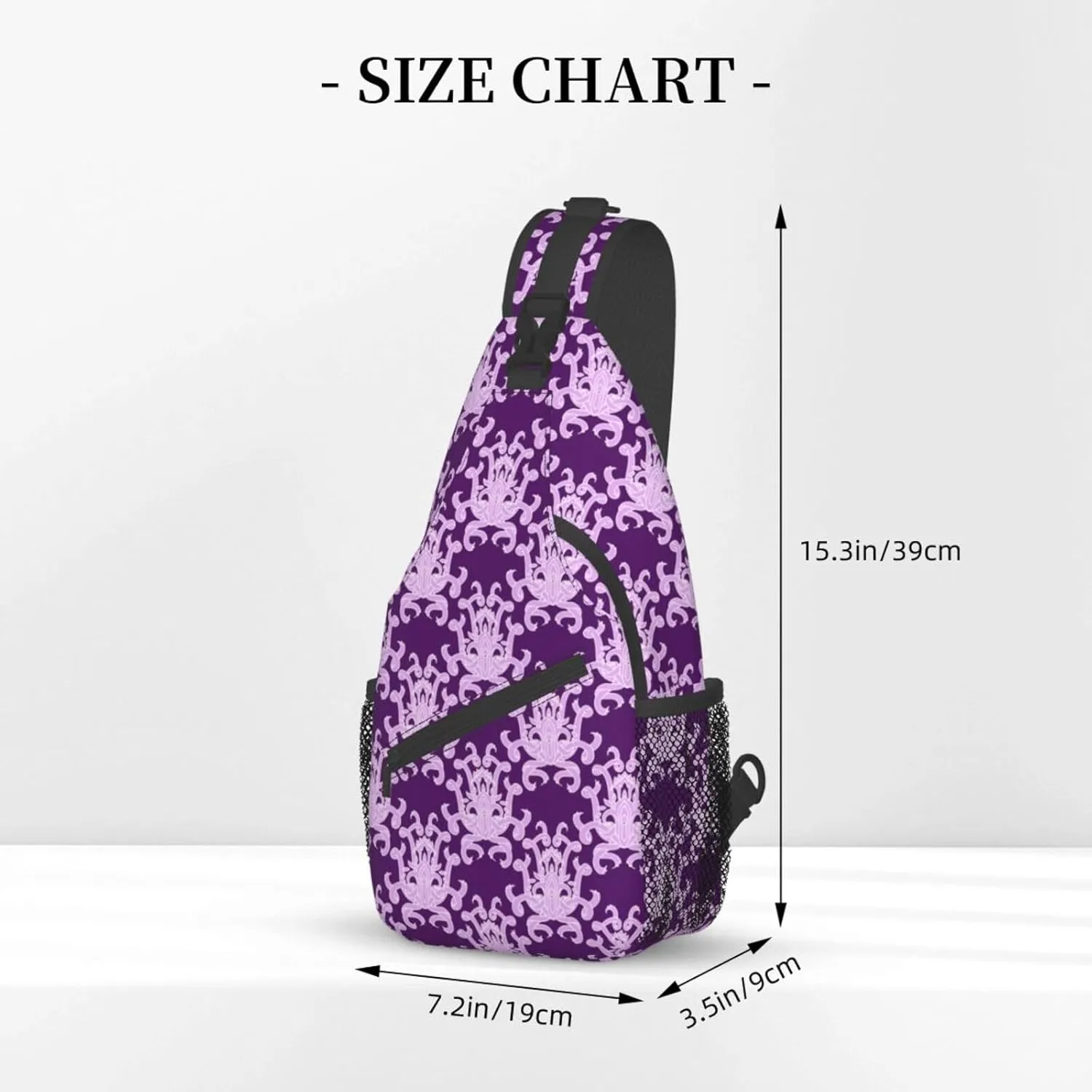 Purple Ornament Pattern Sling Backpack Chest Bag Crossbody Shoulder Bag Gym Cycling Travel Hiking Daypack For Men Women
