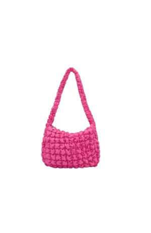 Quilted Scrunchies Hobo Sling Bag Hot Pink Scrunch