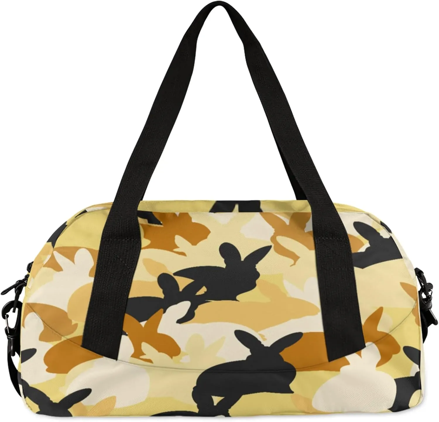 Rabbit Pattern Kids Duffel Bag Lightweight Waterproof Sports Gym Bag with Front Zipper Pocket Foldable Weekender Overnight Bag for School Practice Gymnastic Ballet