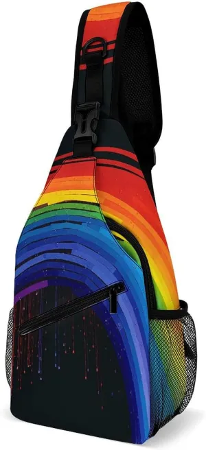Rainbow Crossbody Bag, Sling Bag, Sling Backpack, Belt Bags for Travel Outdoors Hiking