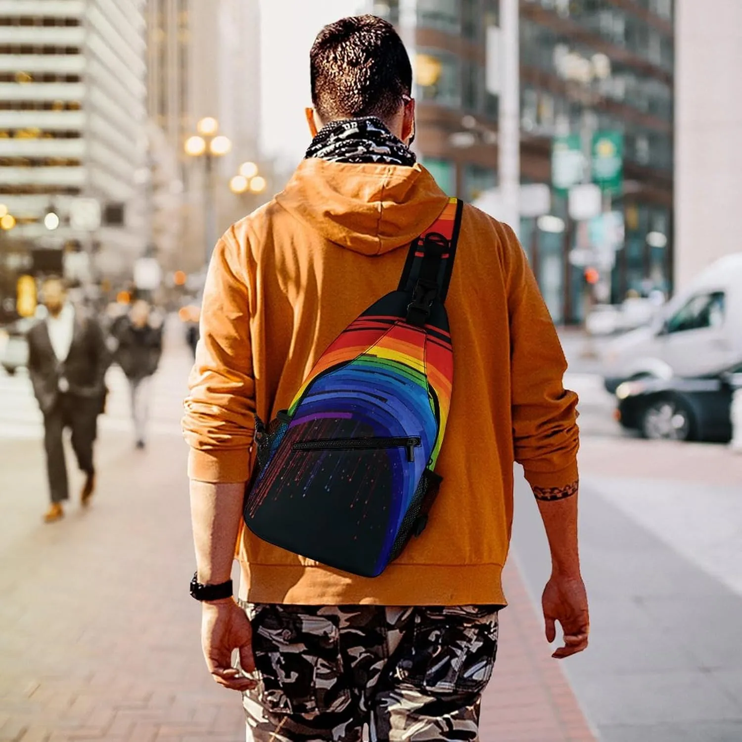 Rainbow Crossbody Bag, Sling Bag, Sling Backpack, Belt Bags for Travel Outdoors Hiking