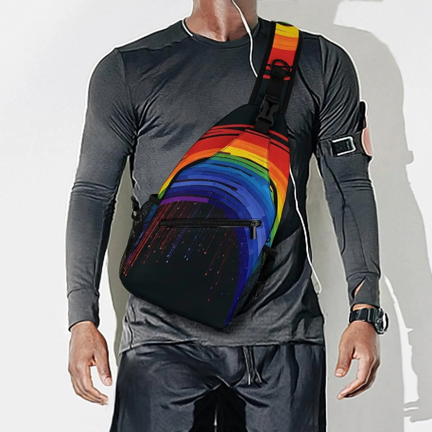 Rainbow Crossbody Bag, Sling Bag, Sling Backpack, Belt Bags for Travel Outdoors Hiking